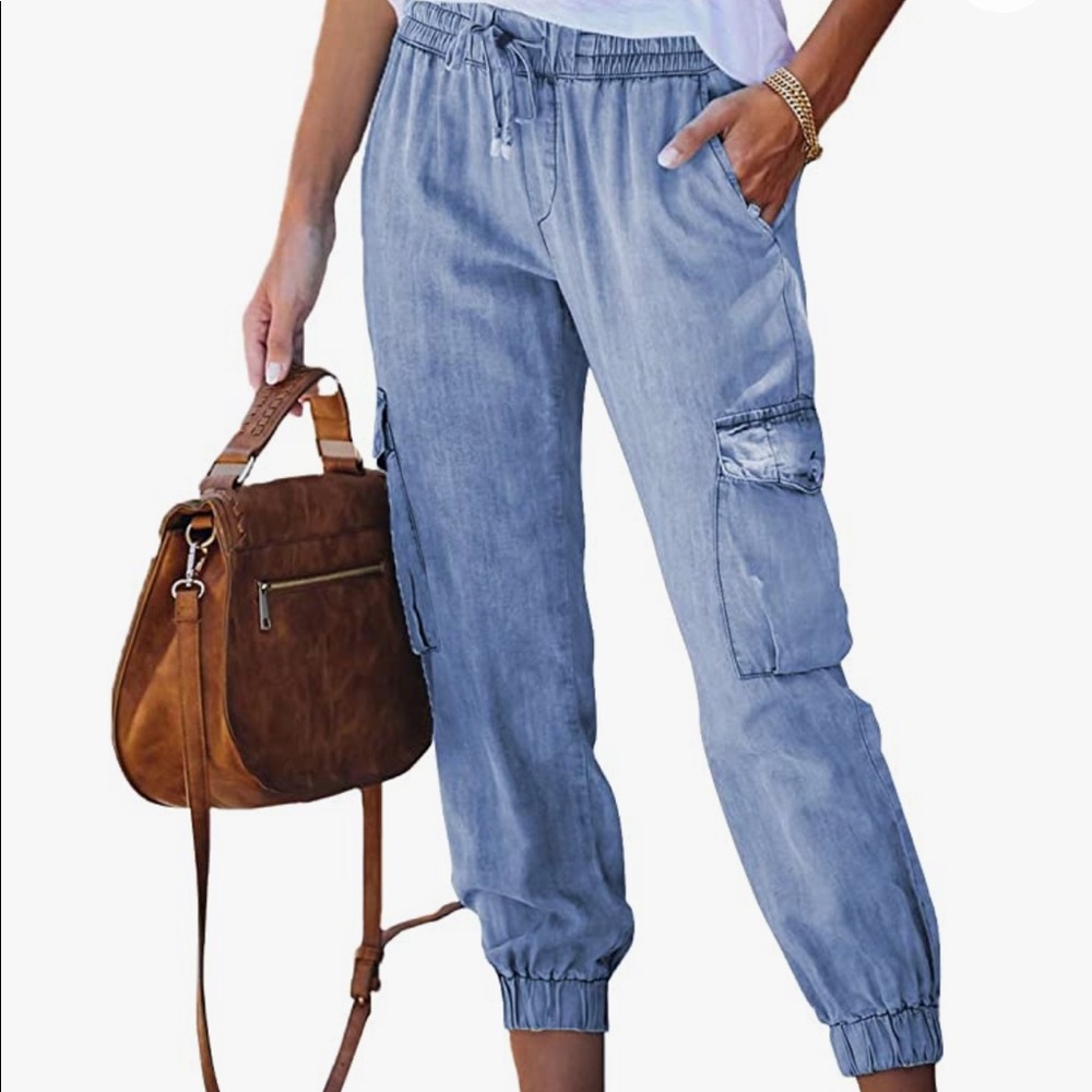 Drawstring Elastic Waist Distressed Joggers. - image 1